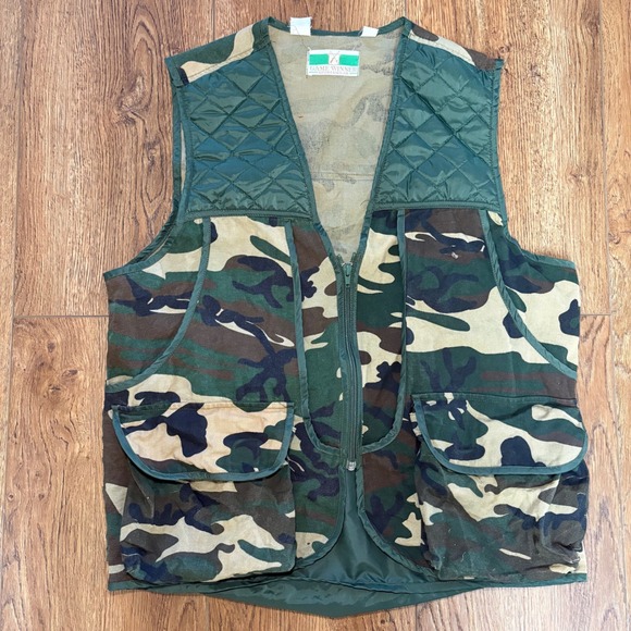 Game Winner Sportswear Other - Vintage Game Winner Sportswear Camo Hunting Vest Mens M Shell Loops Woodland